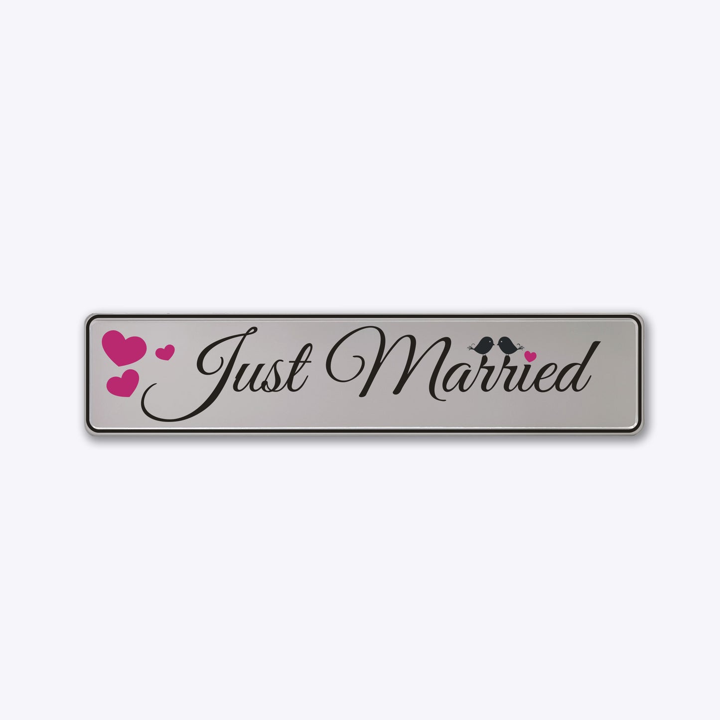 Vārda zīme ar uzlīmi kāzām - JUST MARRIED - 114 x 520mm