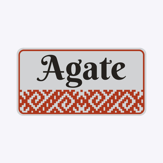 Vārda zīme ar uzlīmi - latviešu raksti - AGATE - 114 x 220mm