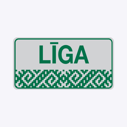 Vārda zīme ar uzlīmi - latviešu raksti - LĪGA - 114 x 220mm