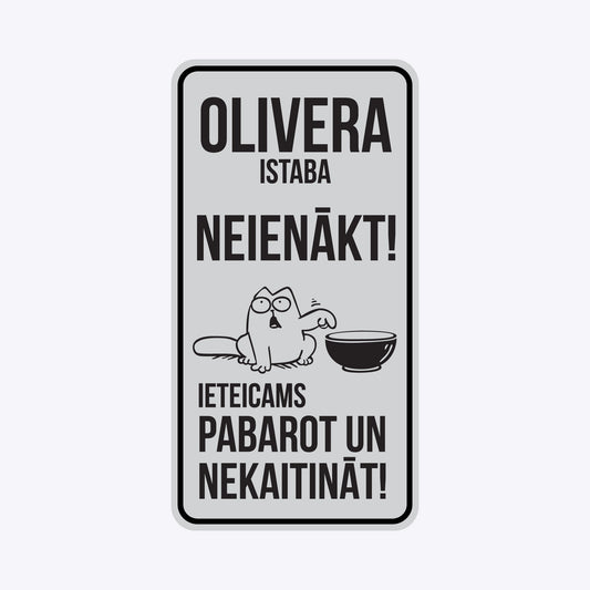 Brīdinājuma zīme - Olivera istaba, neienākt! - 114 x 220mm