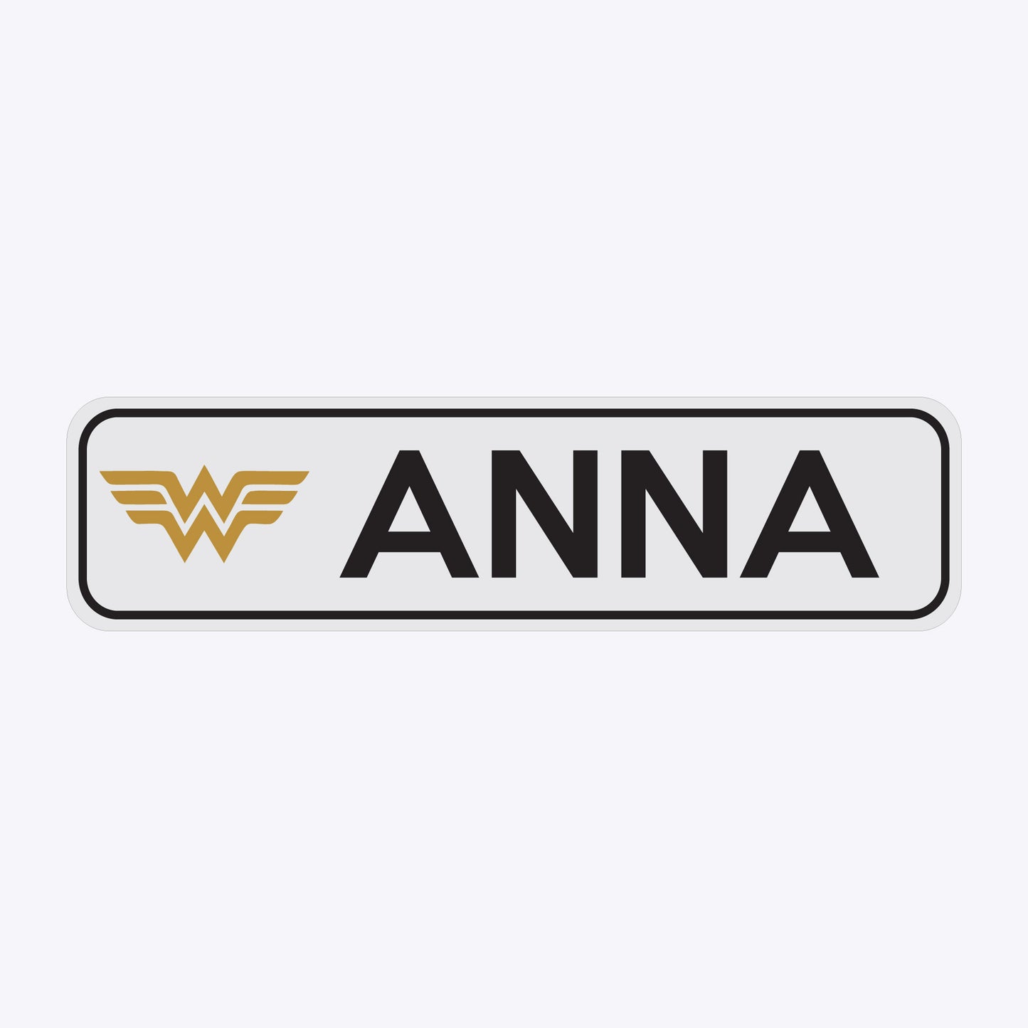 Vārda zīme ar uzlīmi Wonderwoman - ANNA - 60 x 220mm