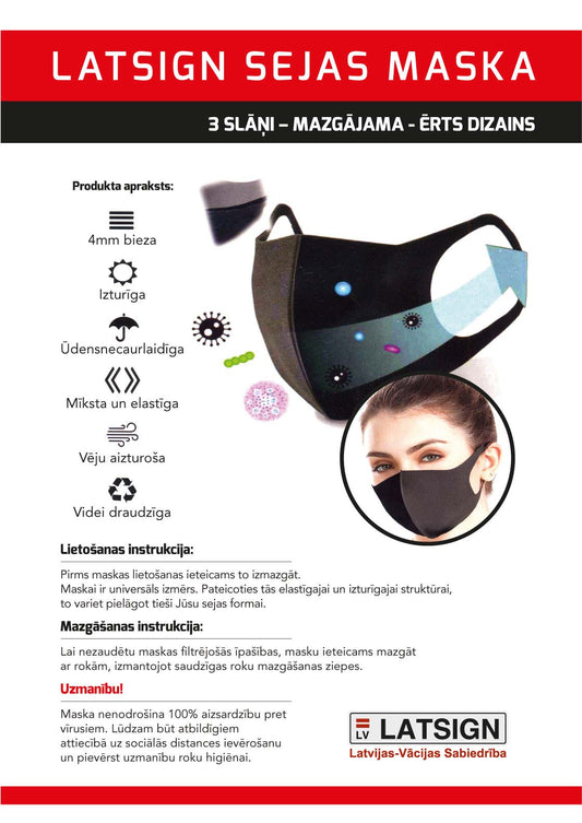 LATSIGN auduma sejas maska