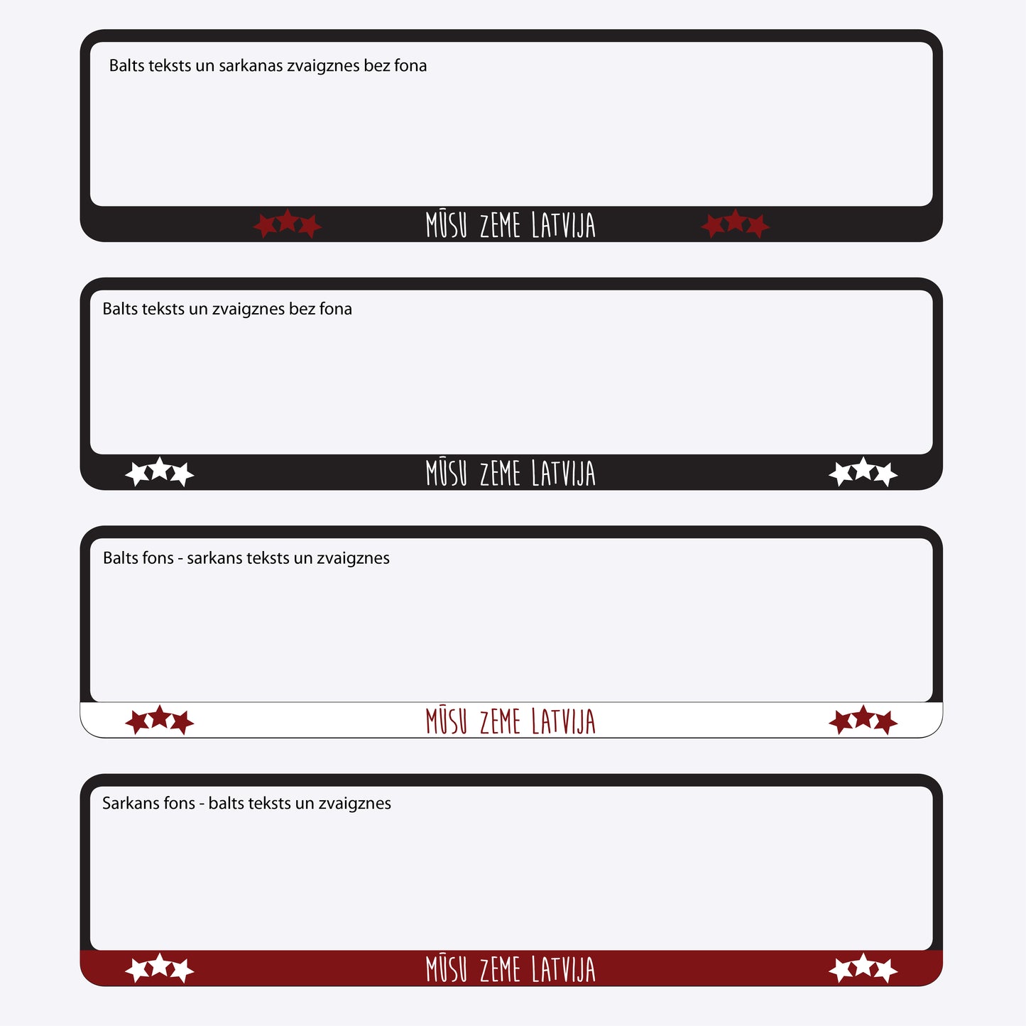 Auto numura turētājs - MŪSU ZEME LATVIJA - A tips - 110 x 520mm