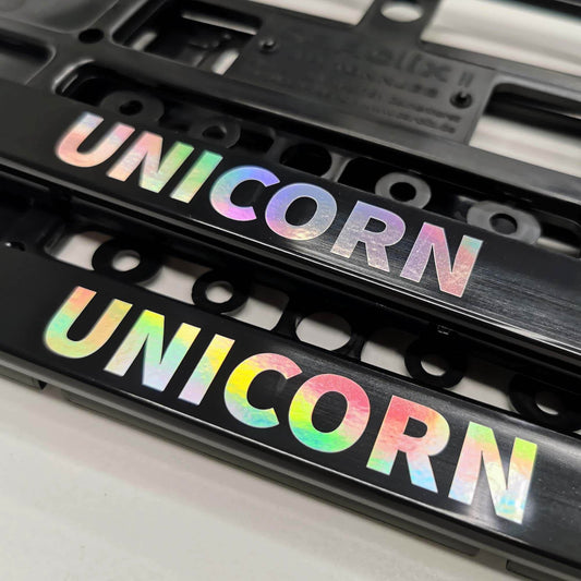 Auto numura turētājs ar uzlīmi - UNICORN - HOLOGRĀFISKA UZLĪME - A tips - 110 x 520mm