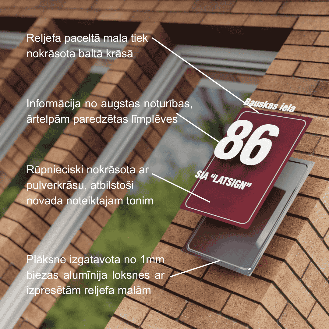 Mājas numura plāksne - Salaspils novads - 400 x 400mm VASARNĪCAI