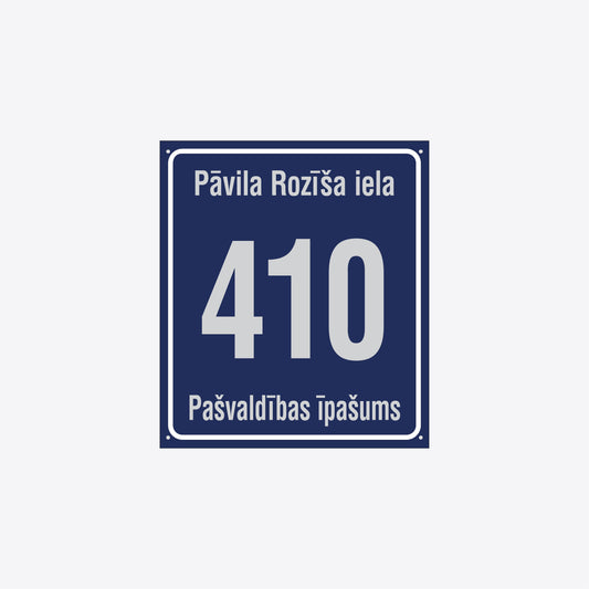 Mājas numura plāksne - Valmieras novads - 280 x 320mm