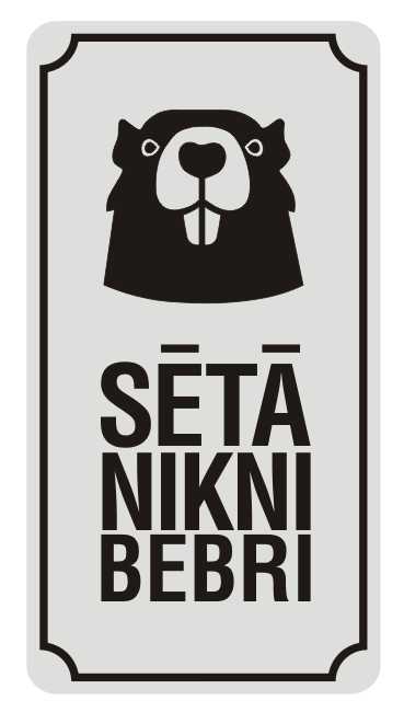Zīme SĒTĀ NIKNI BEBRI, 220mm x 114mm