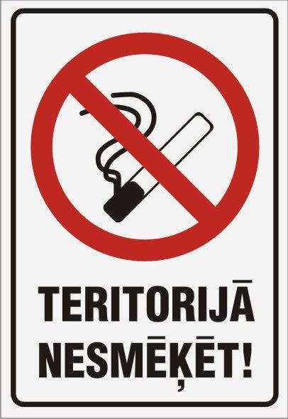Zīme TERITORIJĀ NESMĒĶĒT, 220mm x 320mm