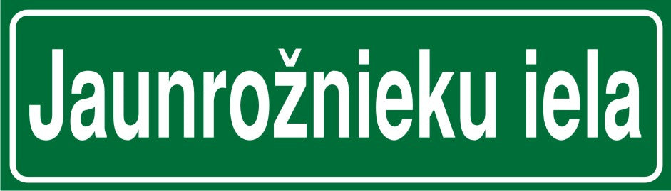 Ielas nosaukumu plāksne uz zaļā fona, 160x640mm