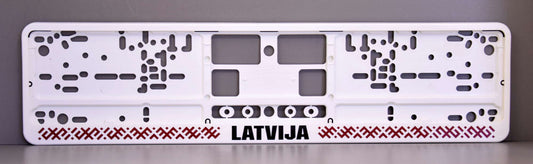 Balts auto numura turētājs ar uzrakstu - Latvija
