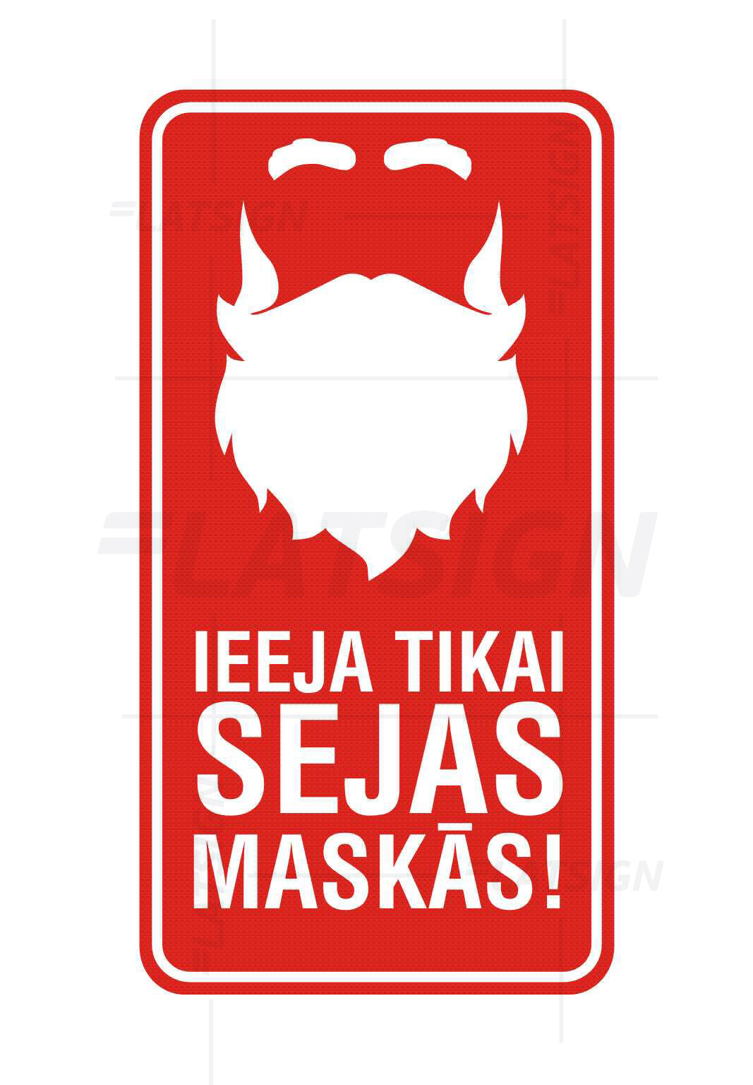 Zīme Ziemassvētkiem - Ieeja Tikai Sejas Maskās!, 114mm x 220mm Latsign