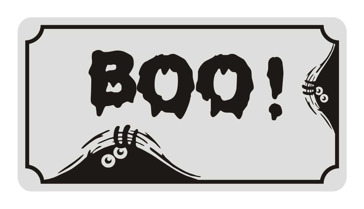 Zīme Halovīnam - BOO!, 114mm x 220mm