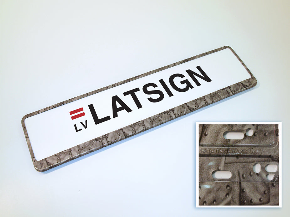 Krāsainais auto numura turētājs - Silver Rivet (metāla bruņas)