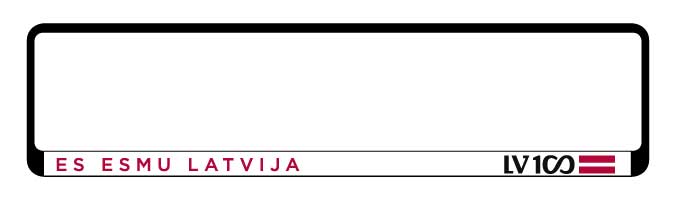 Auto numura turētājs ar uzrakstu ES ESMU LATVIJA, LV100 un karogu