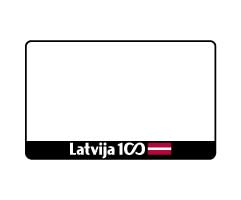 Motocikla numura turētājs ar uzrakstu – Latvija 100 un karogu