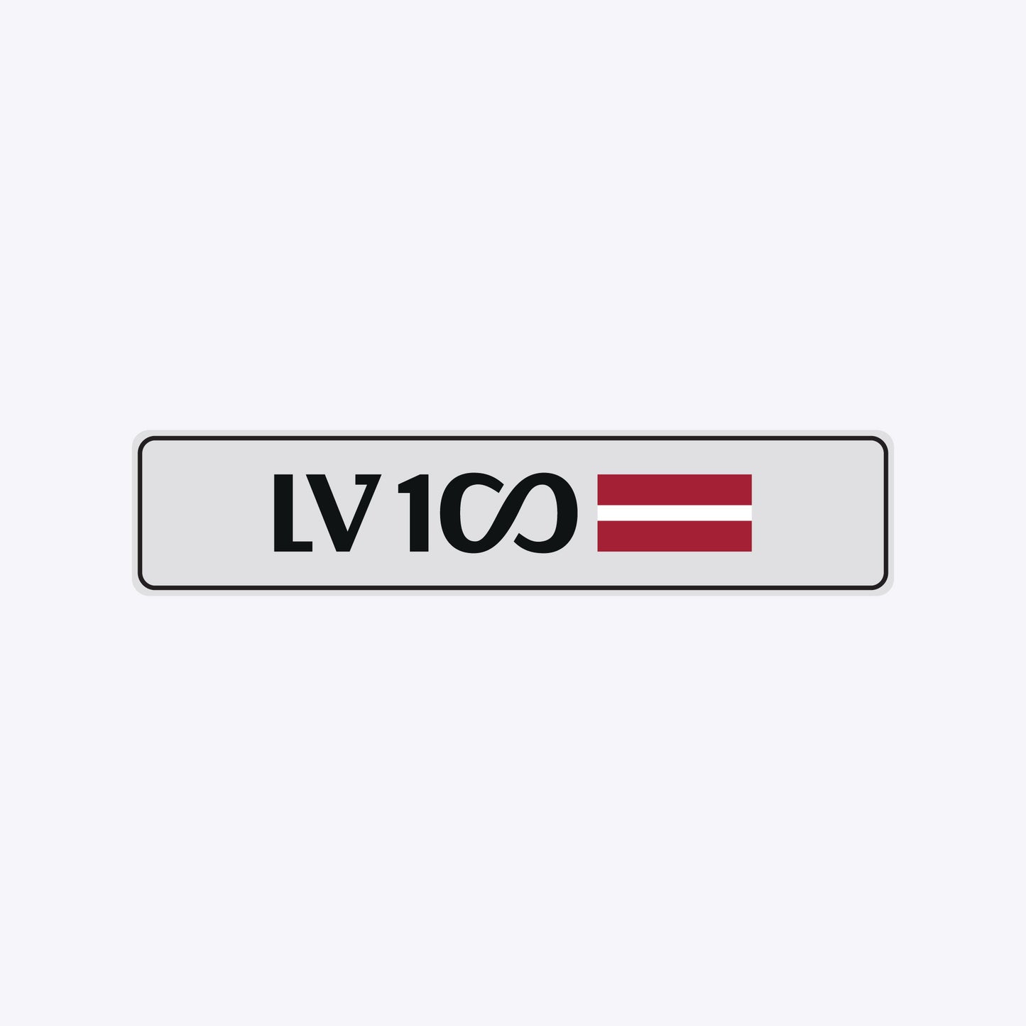 Vārda zīme ar uzlīmi - LV100 ar karogu -  114 x 520mm