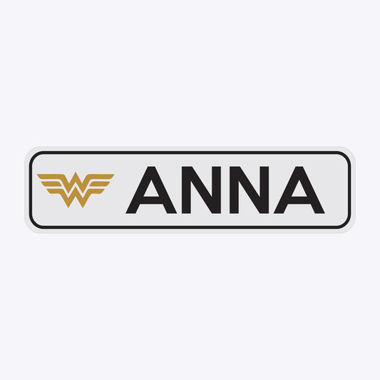 Vārda zīme ar uzlīmi  Wonderwoman - ANNA - 60 x 220mm