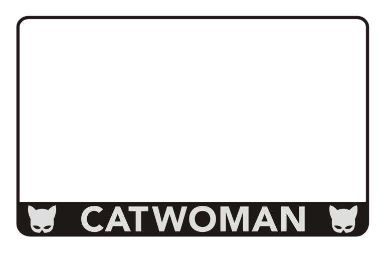 Motocikla numura turētājs ar uzrakstu – Catwoman un maskām