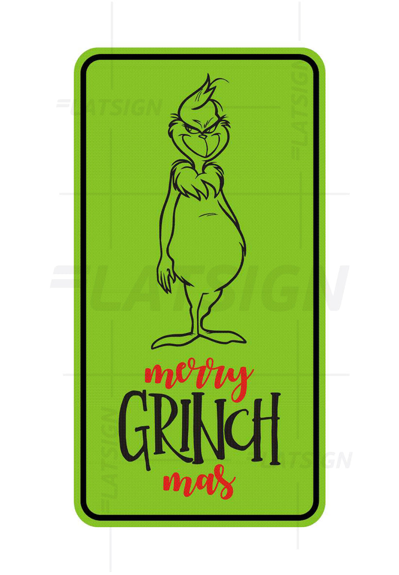 Zīme Ziemassvētkiem - Merry Grinch Mas, 114mm x 220mm Latsign