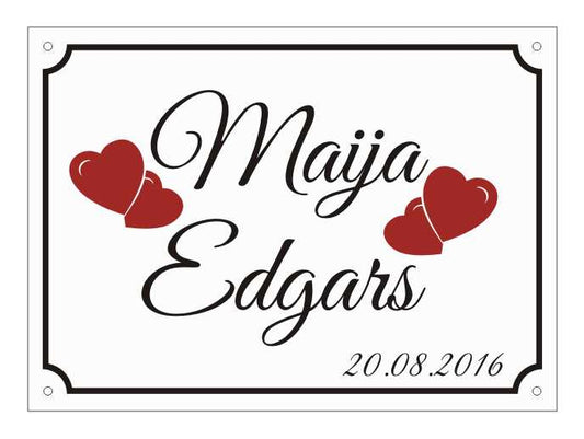 Zīme - Maija Edgars ar sirdīm un datumu, 160 x 220 mm