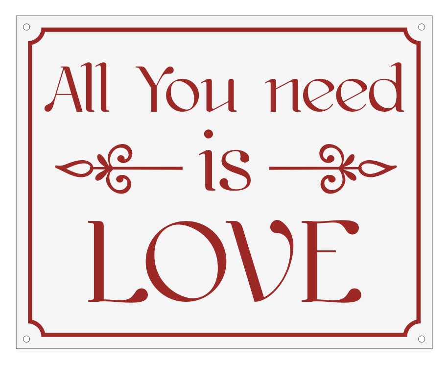 Zīme - ALL YOU NEED IS LOVE, 160 x 220 mm