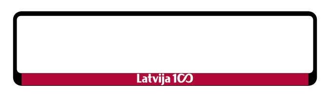 Auto numura turētājs ar uzrakstu Latvija 100 uz karmīnsarkana fona